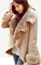 2015 new fashion autumn/winter women’s casual faux fur coat camel short warm leather jacket for lady