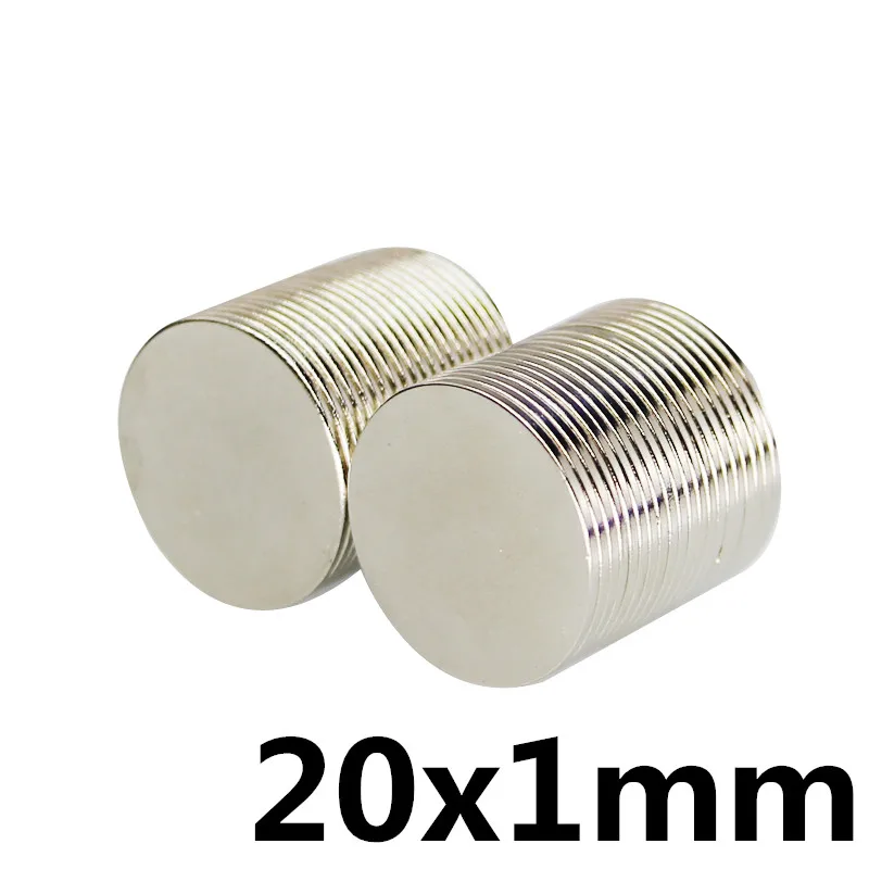 

10pcs 20 x 1 mm N35 Strong Neodymium Magnet 20x1 Round Rare Earth Permanet Magnets 20*1mm Packaging Magnet Fridge Magnet