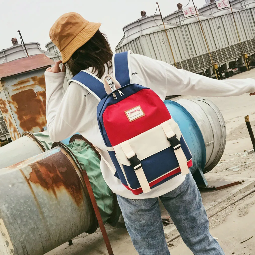 

Women Fashion Contrast Casual Backpack Outdoor Travel Backpack Student Bag backpack girls school backpacks Mochila Menina HW