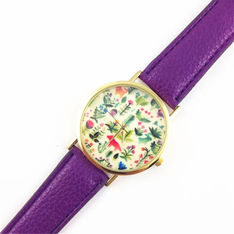 Лидер продаж! Улучшенные женские дизайнерские кожаные Аналоговые кварцевые наручные часы с цветочным принтом 16 июня
