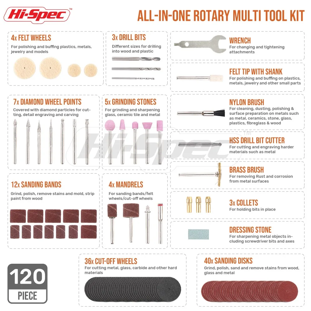 Hi Spec 220 В электрическая мини дрель 170 Вт набор вращающихся инструментов с