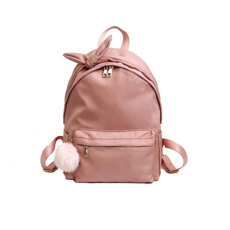 

2018 Hot Sale Women's Bag Backpack Student Boy Bag Girl Backpack Casual Hair Ball Solid Color Backpack Solid Fashion Travel Bag