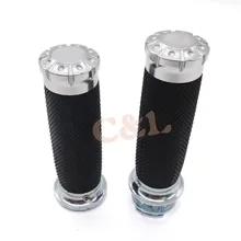 Мотоцикл " 25 мм серебро ЧПУ вырезать края рукоятка штыри для Harley Sportster Touring Dyna Softail заказ