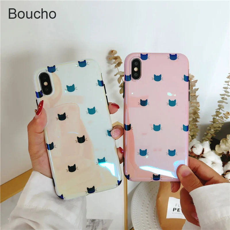 Boucho Blu-Ray Чехлы для телефона чехол iphone 8 6 6s 7 Plus X XS MAX XR Забавный мультяшный Кот узор