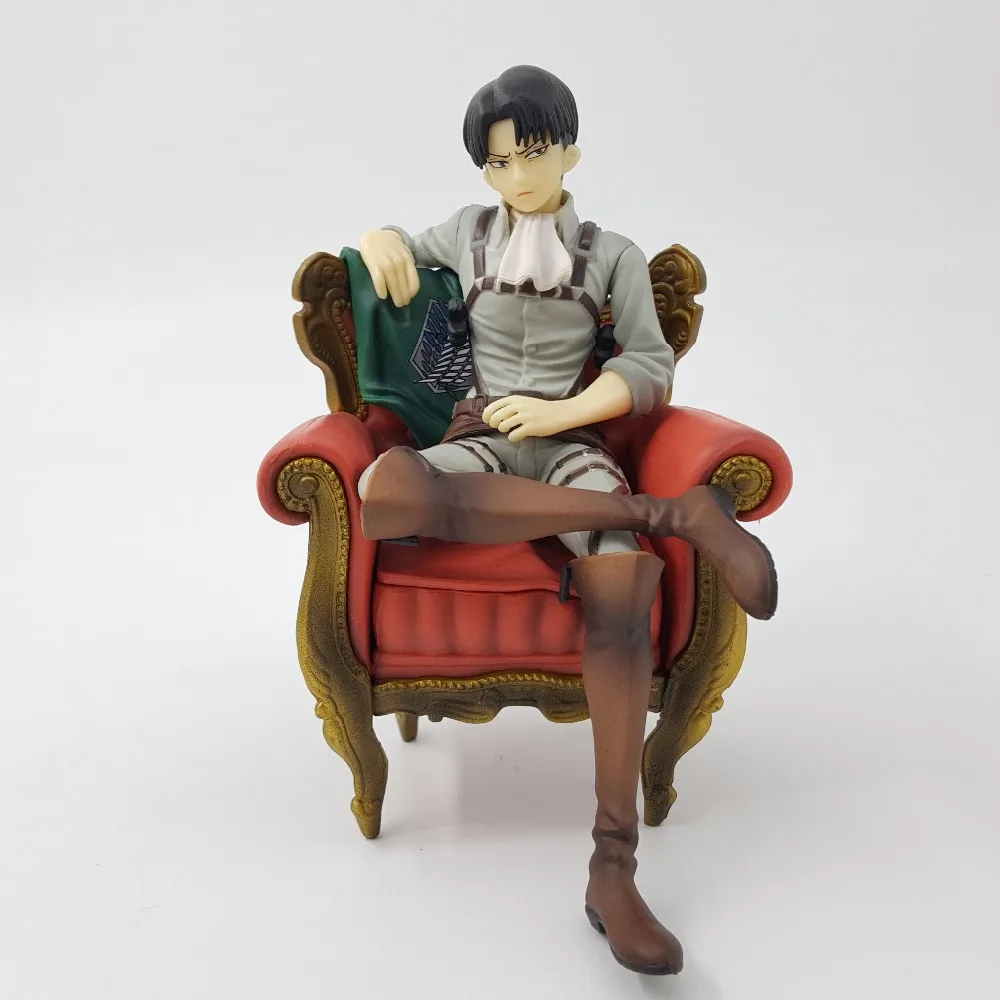 

Anime Attack On Titans Levi Ackerman Action Figure Shingeki No Kyojin Levi Sitting PVC 150mm Attack Titan Model Toy
