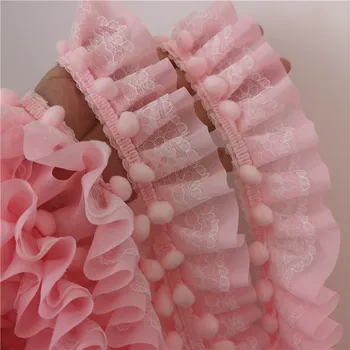 

Pink Chiffon Bud Plush Ball Household Handmade Rose Lace Accessories