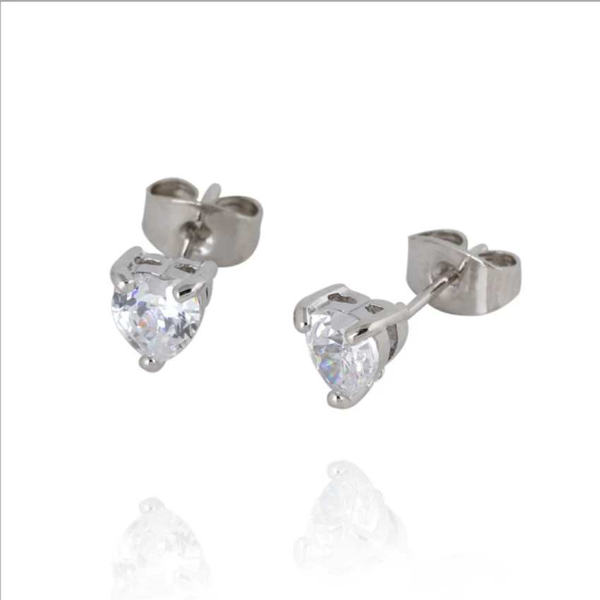 Kids Jewelry White Gold Color Aaa Cubic Zirconia Cz Heart Stud Kids Jewelry White Gold Color Aaa Cubic Zirconia Cz Heart Stud Earrings Anti Allergic For Children S Hot Gift In From