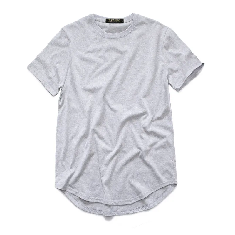 

Hip Hop Men's t Shirt Round Streetwear Curved Hem Long Line Tops Camisetas Hombre Casual Tee Shirt Men