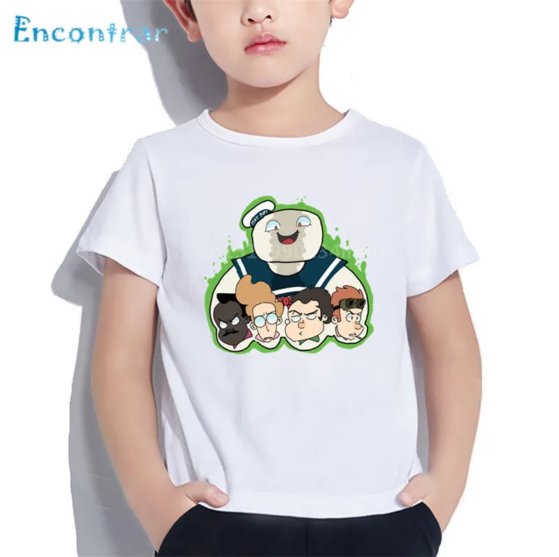 Детская футболка с принтом в виде призраков для старшей школы, забавная одежда для детей, детская летняя футболка с круглым вырезом для мальчиков и девочек, HKP5224