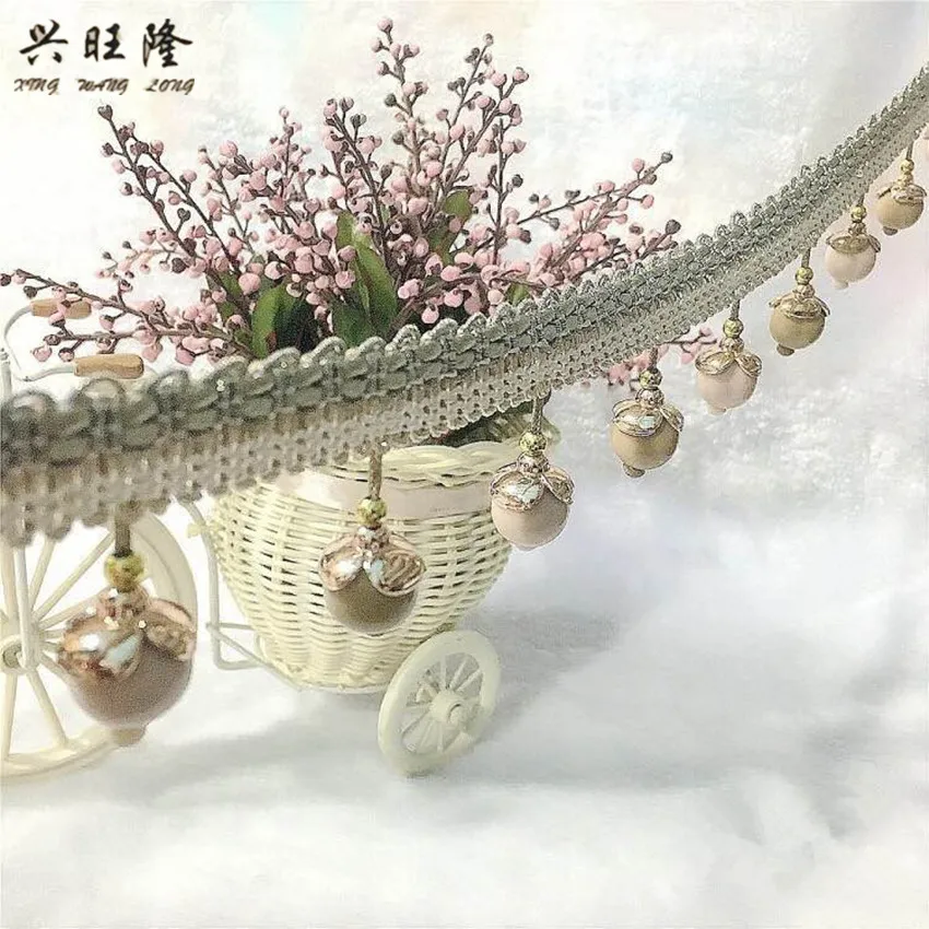 

XWL 12M Beads Curtain Lace Trims Curtain Accessories Sofa Stage Ribbon Belt DIY Sewing Tassel Fringe Braided Lace Textile Decor