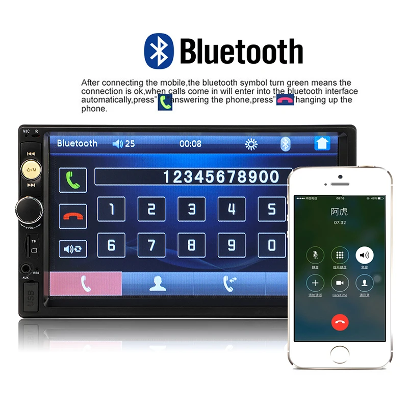 Автомобильный аудиоплеер Cemicen 2018 Bluetooth стерео FM радио MP5 SD AUX USB 5 в зарядное
