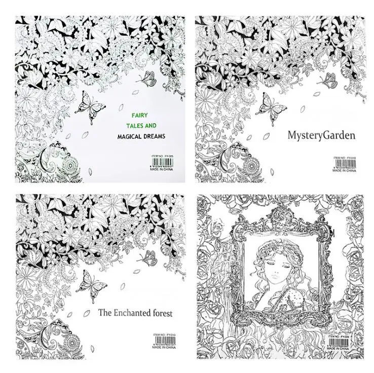 4 шт. серия секретный сад раскраски 4x24 страницы 25*25 см художественные книги Mandalas
