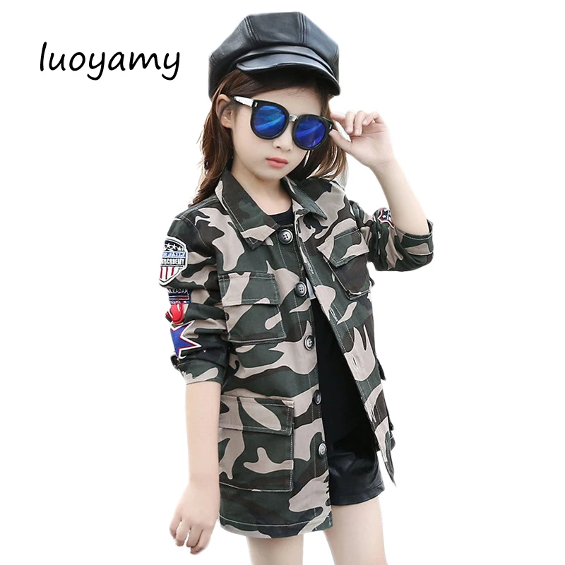 

luoyamy 2017 Autumn Winter Girls Coat Kids Casual Baseball Sport Clothing Feminine Children's Korean Long Camouflag Jackets
