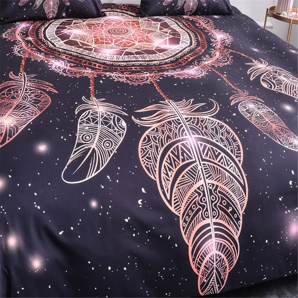 ZEIMON Dream Catcher Printing Bedding Sets Bohemian 3D Duvet Cover With Pillowcase Microfiber Home Decor Feathers Bedclothes