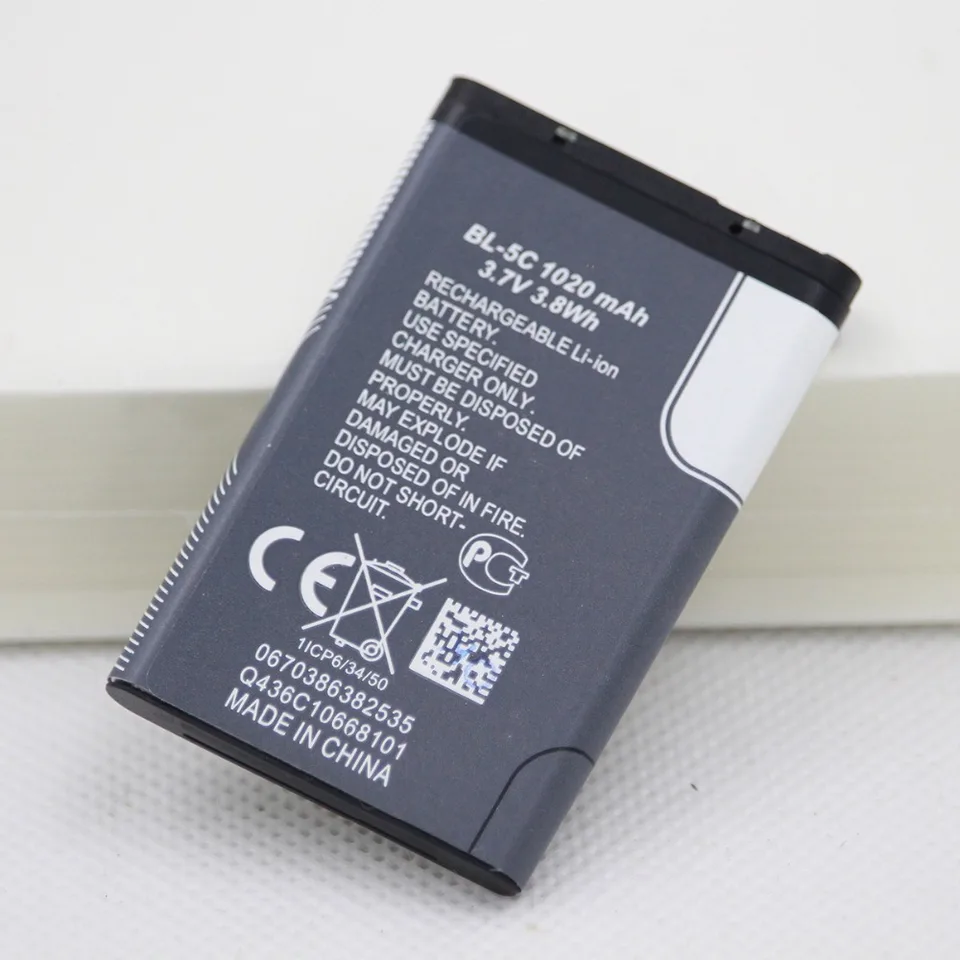 Batteria BL-5C 1020mAh 3.7V Al Litio Per Nokia 1100, 1208, 1600, 2300, 6230, 6630, E60 E Altri. Nuova.