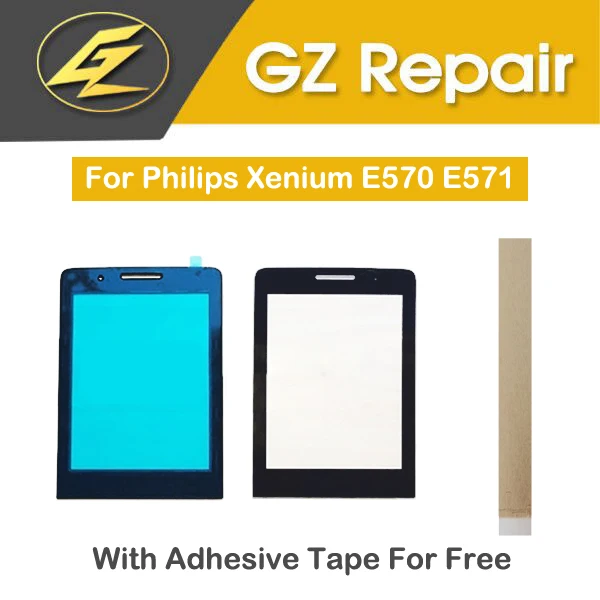 

2.8" For Philips Xenium E570 E571 Touch Screen Front Glass Lens Sensor Panel Front Cover Black Color With Adhesive Tape