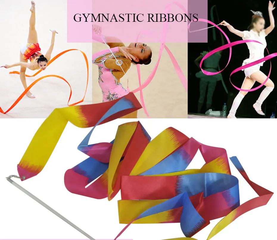 2 м/4 м разноцветные гимнастические танцевальная лента Ритмическая художественная гимнастика лента для художественной гимнастики скручивающая палочка для тренировки S