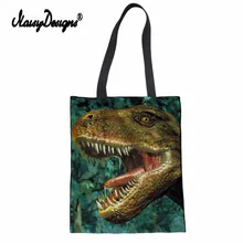 Хозяйственные сумки с принтом совы, динозавра, тканевые продуктовые многоразовые хлопковые сумки, женские сумки, холщовые сумки-тоут, экологичный складной рюкзак
