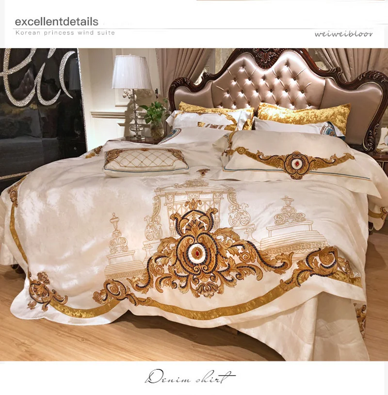 Luxury Embroidered Stain 120s Egyptian Cotton Royal Bedding Sets