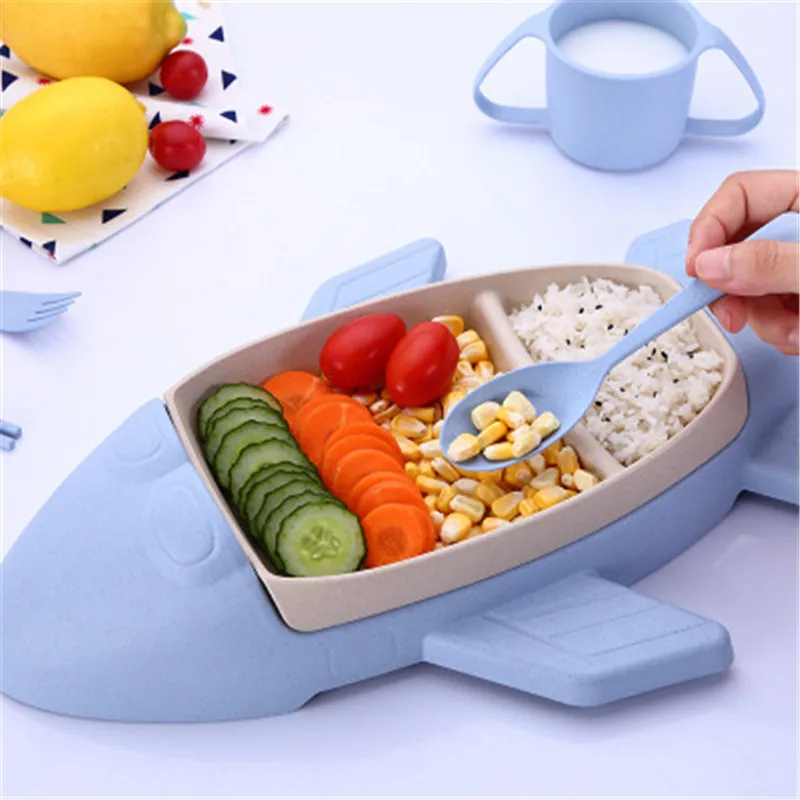 ideacherry 6Pcs/Set Tableware Wheat Bamboo Fiber Child Carton Airplane Training Plate Baby Feeding Dinnerware Set Kid Dishes Kit ideacherry 6Pcs/Set Tableware Wheat Bamboo Fiber Child Carton Airplane Training Plate Baby Feeding Dinnerware Set Kid Dishes Kit