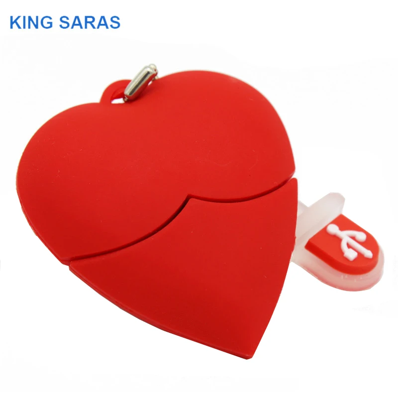 

KING SARAS cartoon Red heart model usb2.0 4GB 8GB 16GB 32GB 64GB pen drive USB Flash Drive creative Love gift