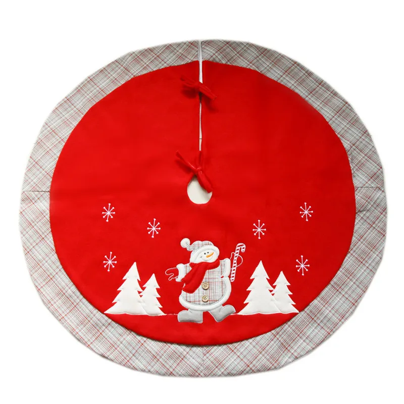 Новогодняя елка юбка снеговик для украшения елки 90 см Рождественские подарки украшения - Цвет: Red Snowman