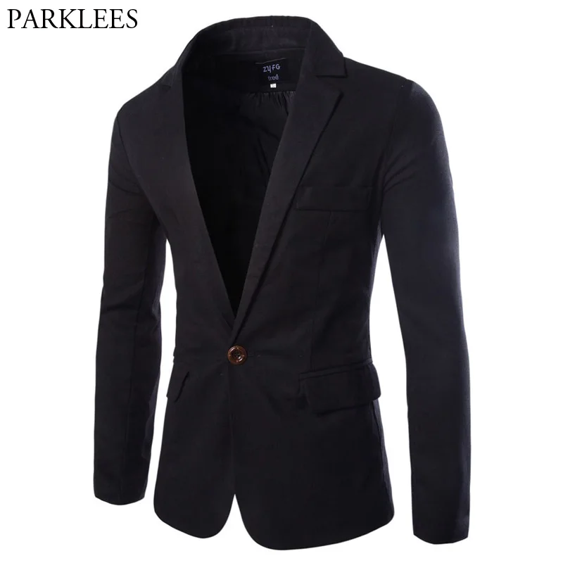 

Mens Notched Lapel Slim Fit Single Breasted One Button Dress Blazer Jacket 2018 Fashion Men Party Casual Blazers Suit Jackets