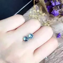 Натуральный топаз Камень Серьги 925 серебро натуральный синий драгоценный камень серьги женские элегантные модные круглые для вечерние