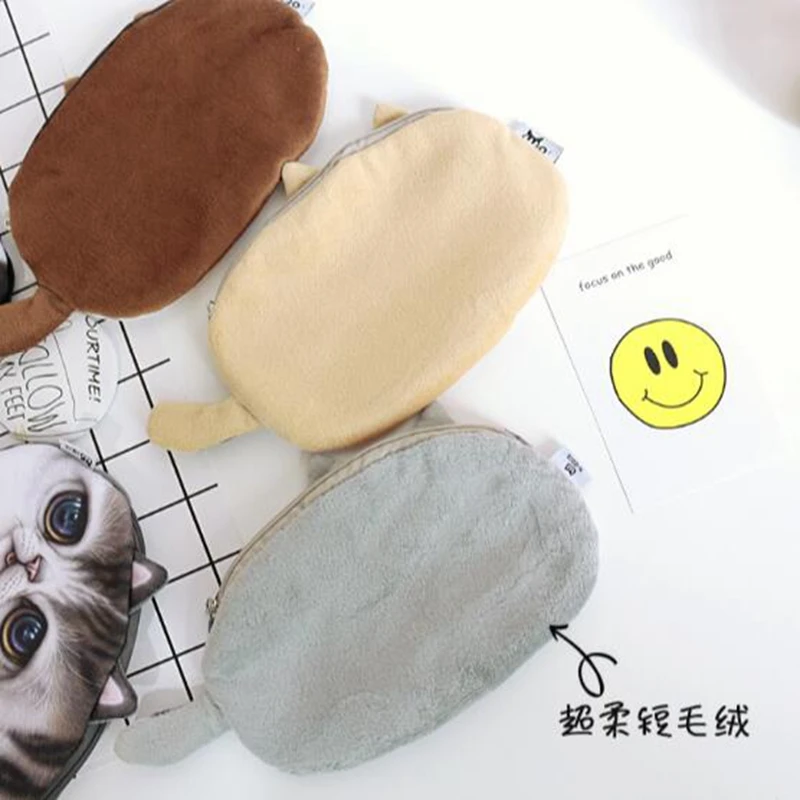 2018 Kawaii милый кот пенал фланель карандаш мешок Pencilcase ручка коробки школьные