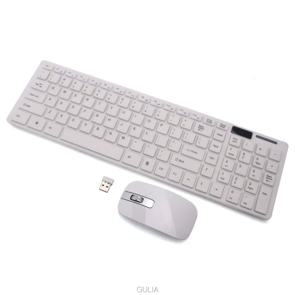 1 Набор 2,4G белая Беспроводная металлическая ПК клавиатура+ мышь клавиатура с пленкой Набор для настольного ПК ноутбука