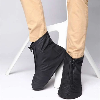 

Freesmily Black Thick Soles Zipper Waterproof Rain Shoe Covers for Hiking Biking Reusable