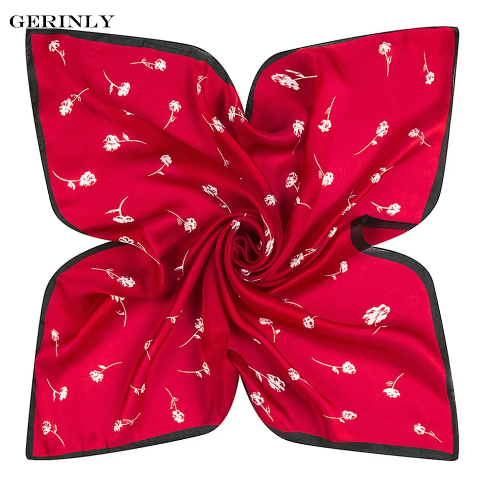 

2018 New Women Silk Scarf Floral Printing Bandana Square Scarves Neckerchief Foulard Femme Hijab Hair Band Tie Scarf 60CMx60CM