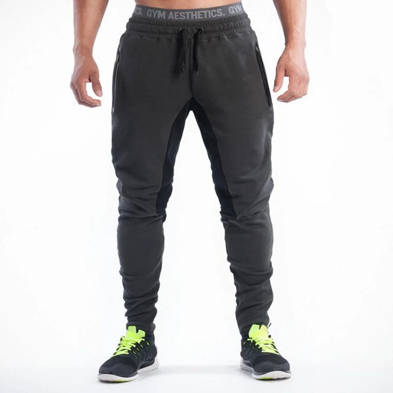 Men fitness bodybuilding Sweatpants Gyms workout solid Pant trousers