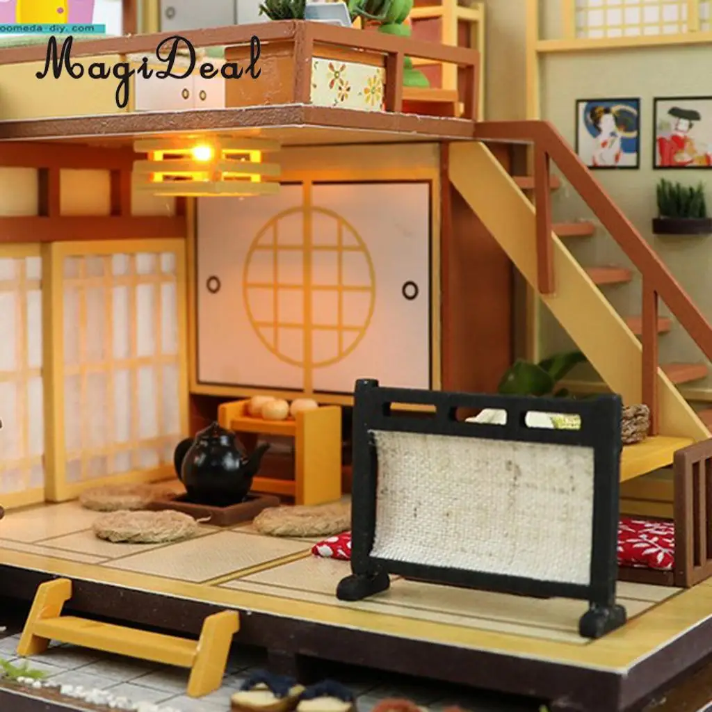 DIY Dollhouse Miniature Kit Japanese Style Forest Little House with Furniture Toy Kids Gift