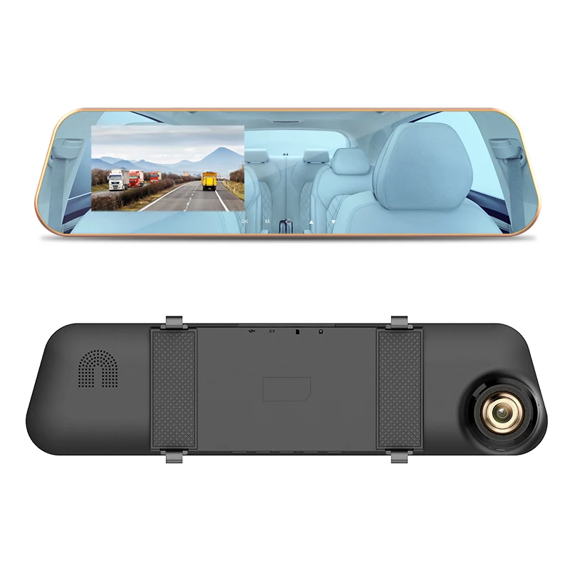 Full HD 1080P Автомобильный видеорегистратор с сенсорным экраном Камера авто 4,3 дюймов зеркало заднего вида цифровой видеорегистратор двойной объектив регистратор видеокамера