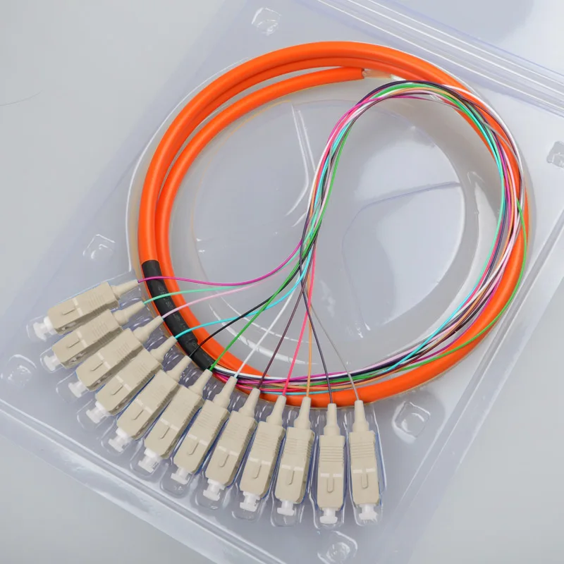 

12 core Fiber Optic Bundle Pigtail SC multimode fiber optical MM OM1 62.5/125, 1.5 Meters factory Minor customization