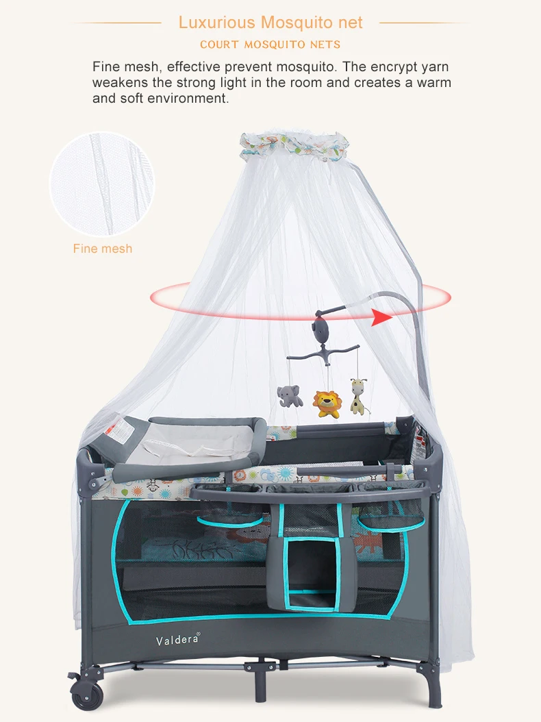 Valdera Портативный складная кроватка многофункциональная кроватка Bb кровать, новорожденных игры сетки для автомобиля