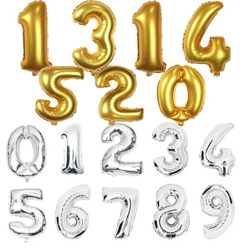 New 16 inch golden silver digital 0-9 aluminum film balloon camouflage cartoon toy birthday party decoration wedding decoration (2)