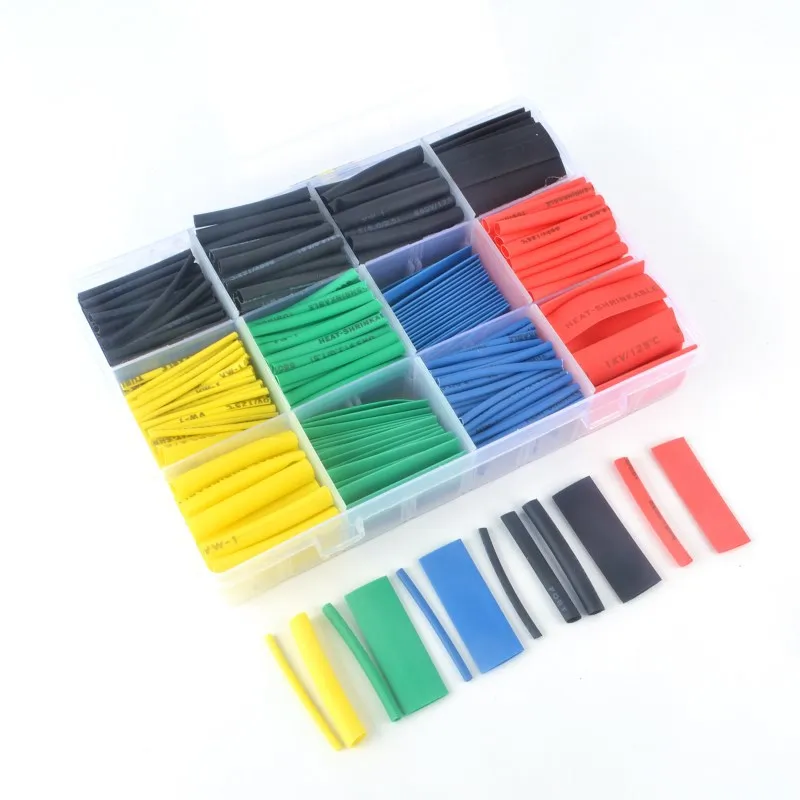 

100/530PCs/set Polyolefin Heat Shrink Tube Heat Tubo Shrinkable Wire Cable Insulated Sleeving Tubing Set Electronic Accessories