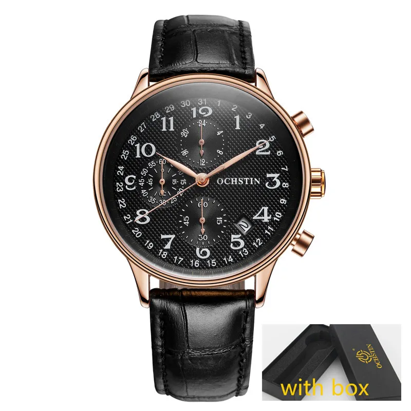 montre homme Роскошные Брендовые мужские часы спортивные часы мужские кварцевые часы-хронограф мужские наручные часы relojes hombre - Цвет: rose black 050C box