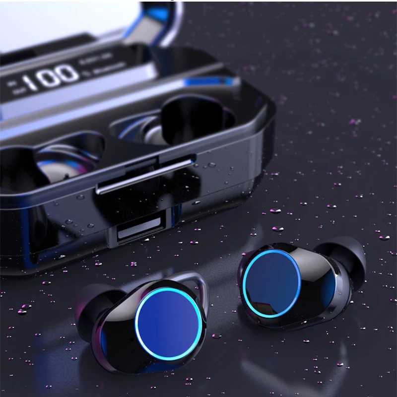 G02 TWS 5.0 Bluetooth Earphone Wireless Earphones IPX7 Waterproof Stereo Earphones 3300mAh LED Smart Power Bank
