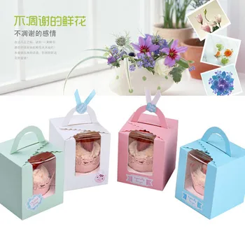 

New 200pcs/lot 1 cupcake boxes with window with handle macaron box/muffin box