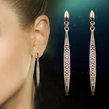 Vintage Cubic Zirconia Stud Earrings Wholesale Silver Rose Gold Color Fashion Crystal Wedding Jewelry For Women