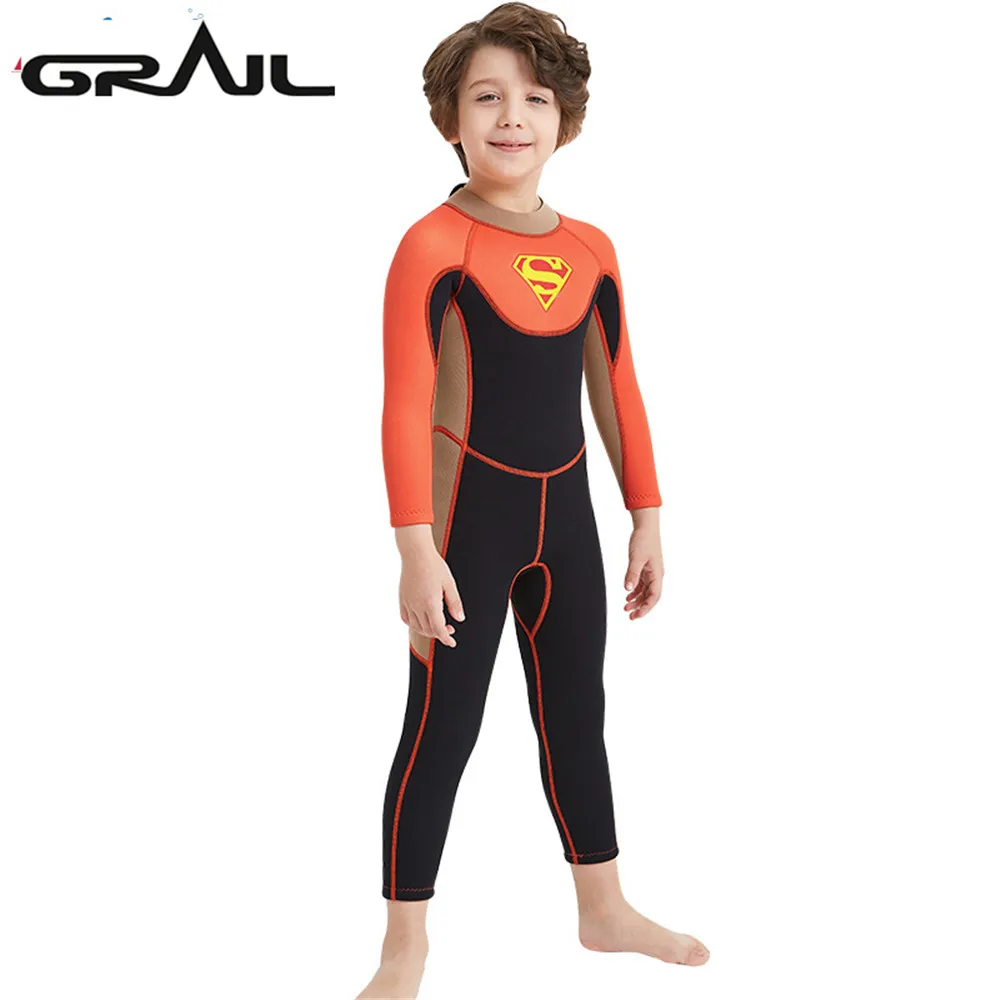

2.5MM Neoprene Kids Surf Diving Wetsuits Long Sleeve Surf Rash Guards Scuba Diving Boy Full body Wet Suit Swimwear WS-18817