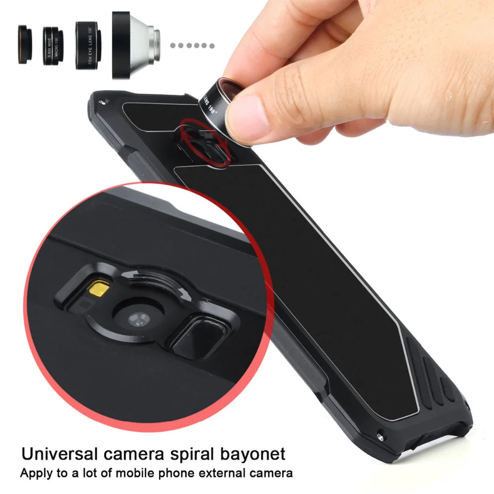

20pcs 4 in 1 Phone Camera Lentes Kit 198 Fisheye Lenses 0.63X Wide Angle 15X Macro Lens For Samsung S7 S8 S9 Plus Metal Cases