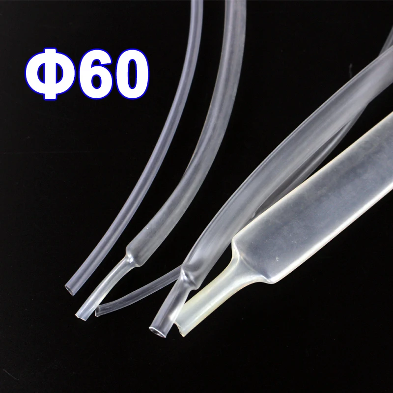 1Meter/lot 60mm Ultra thin Transparent Clear Heat Shrink Tube