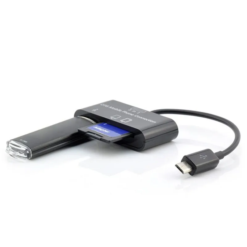 Micro USB интерфейс Портативный USB кардридер многопортовый совместимый с SD/TF/SDHC карты памяти Поддержка OTG