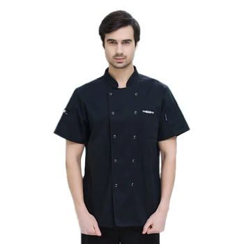 

Newly Breathable Short-sleeved Double-breasted Overalls Chef Jacket Uniform Restaurant Hotel Kitchen Work Wear Men Coat Suits