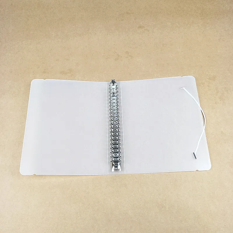 

A5 Transparent PP Loose Leaf Notebook Cover Frosted Translucent Strap Binder 6-Hole