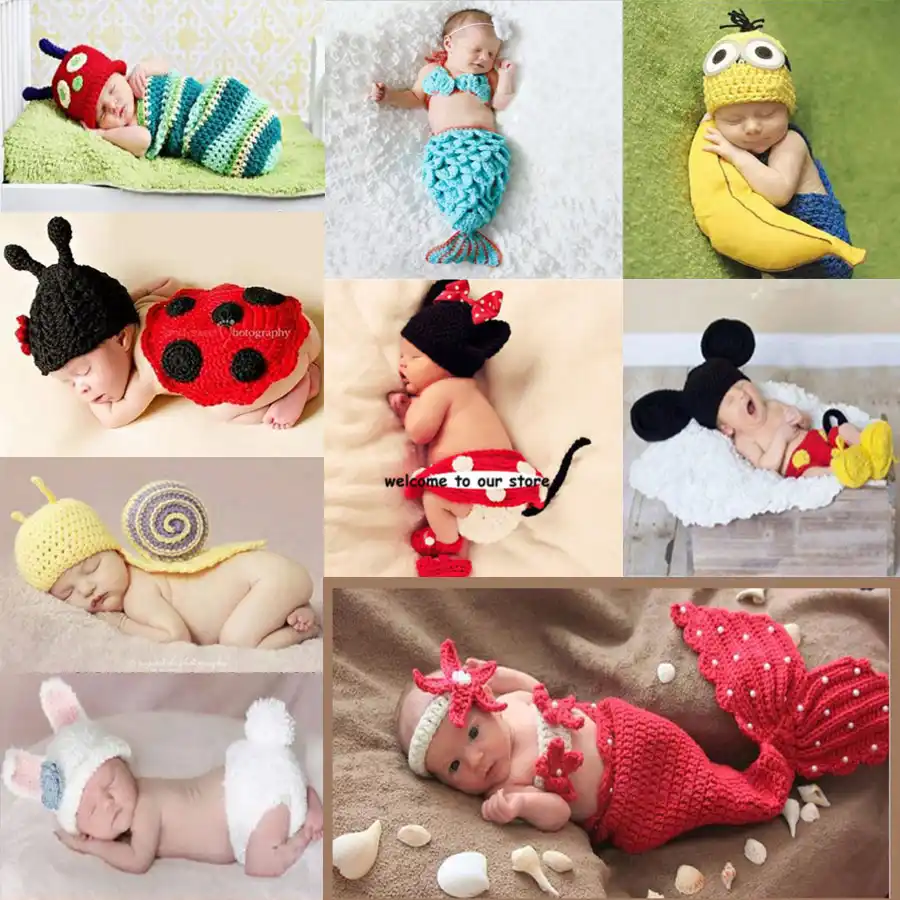 Crochet Newborn Baby Photography Props Knit Boys Girls Costume Infant Outfit New